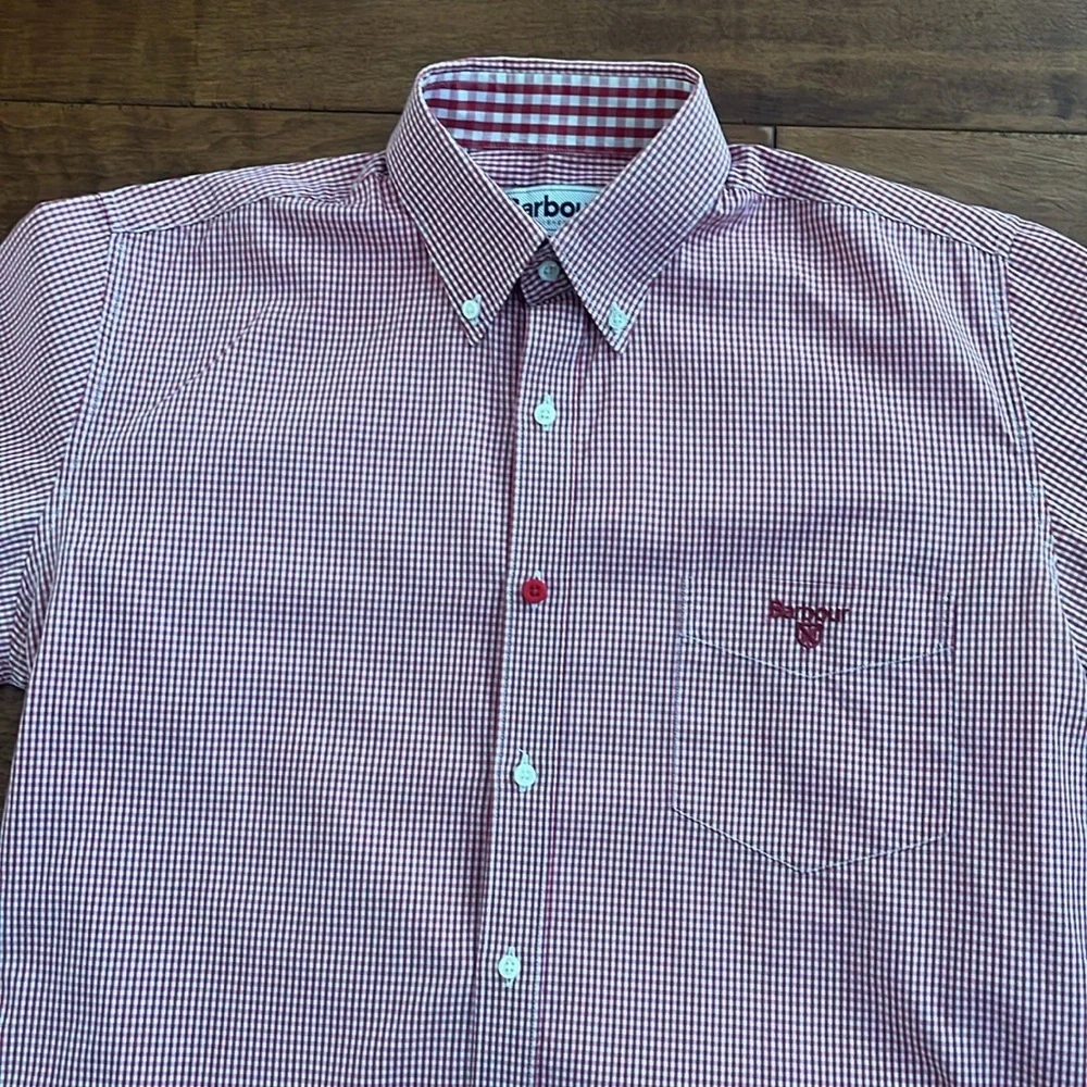 Barbour plaid Mens Buttons down Shirt Short Sleeves Size S - Picture 3 of 13